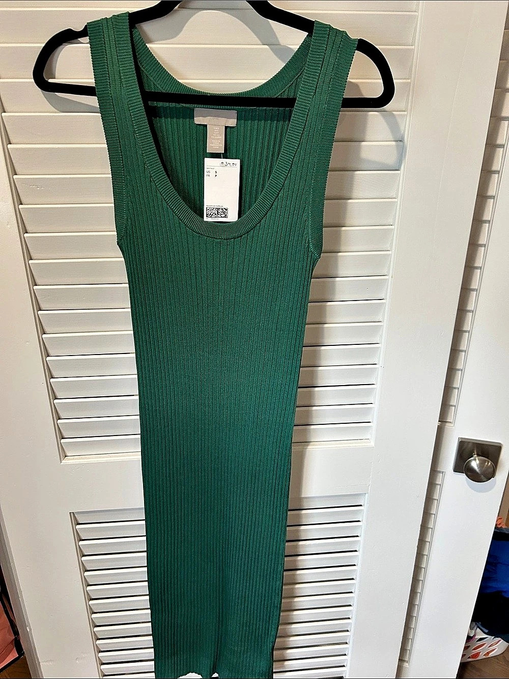 HM Ribbed Sleeveless Midi Dress Green Size Small NWT